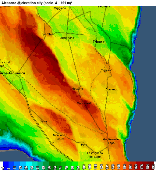 Zoom OUT 2x Alessano, Italy elevation map