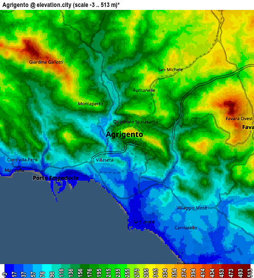 Zoom OUT 2x Agrigento, Italy elevation map