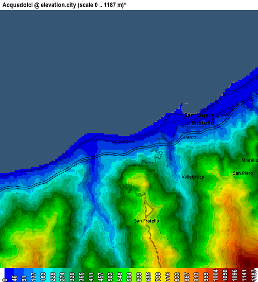 Zoom OUT 2x Acquedolci, Italy elevation map