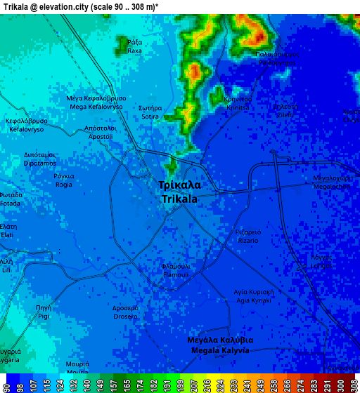 Zoom OUT 2x Tríkala, Greece elevation map