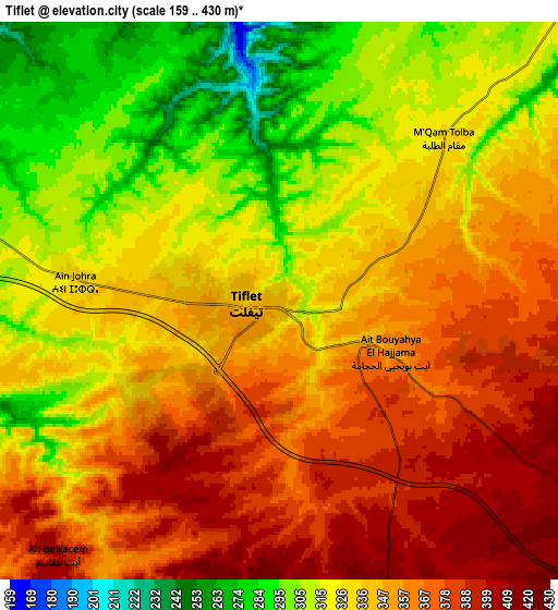 Zoom OUT 2x Tiflet, Morocco elevation map
