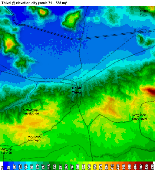 Zoom OUT 2x Thívai, Greece elevation map