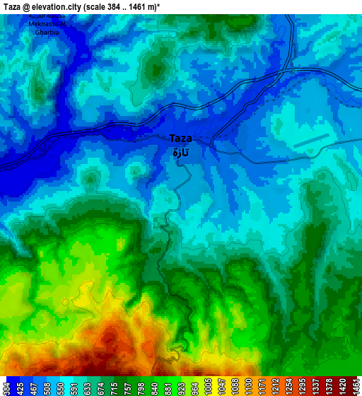 Zoom OUT 2x Taza, Morocco elevation map