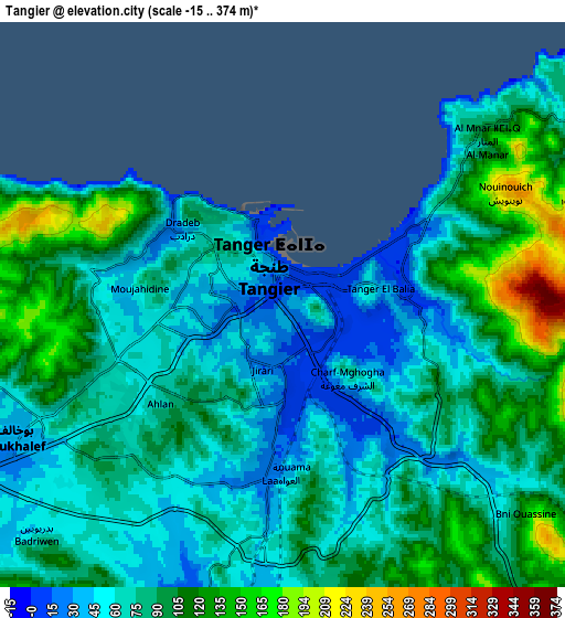 Zoom OUT 2x Tangier, Morocco elevation map