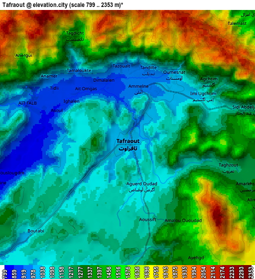 Zoom OUT 2x Tafraout, Morocco elevation map