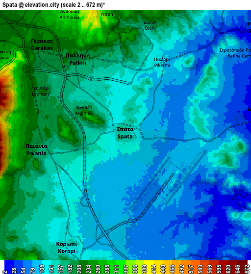 Zoom OUT 2x Spáta, Greece elevation map