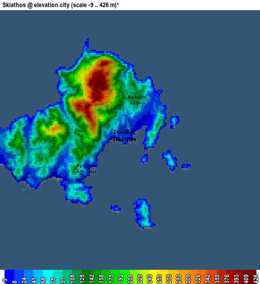 Zoom OUT 2x Skiáthos, Greece elevation map