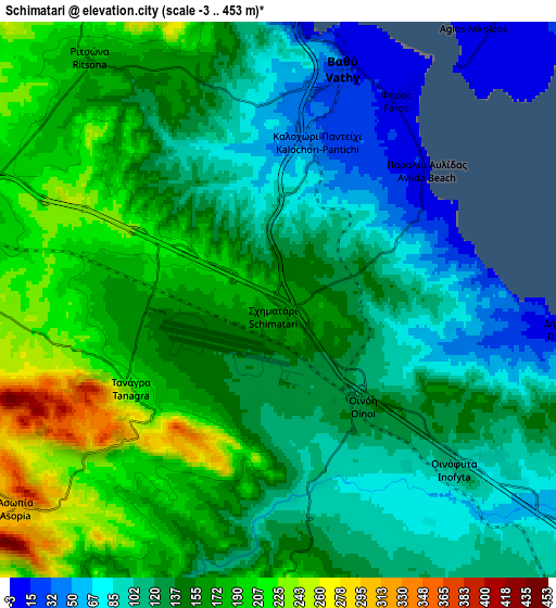 Zoom OUT 2x Schimatári, Greece elevation map