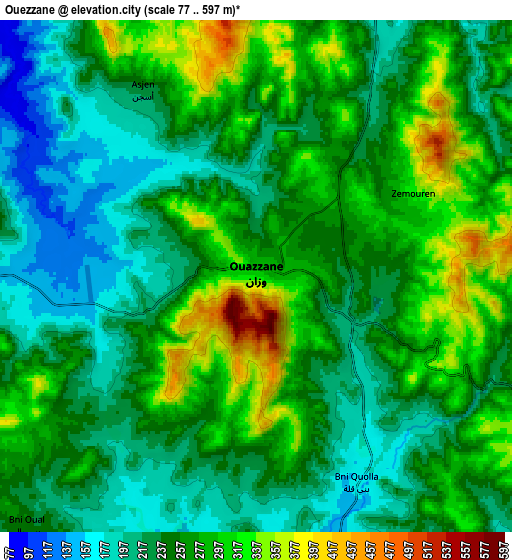 Zoom OUT 2x Ouezzane, Morocco elevation map