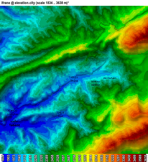 Zoom OUT 2x Ifrane, Morocco elevation map