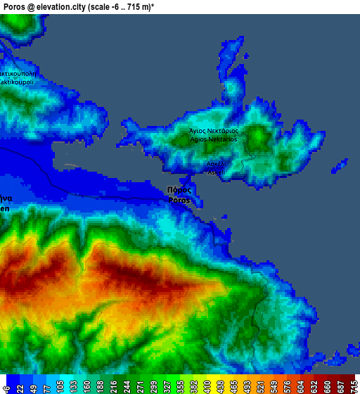 Zoom OUT 2x Póros, Greece elevation map