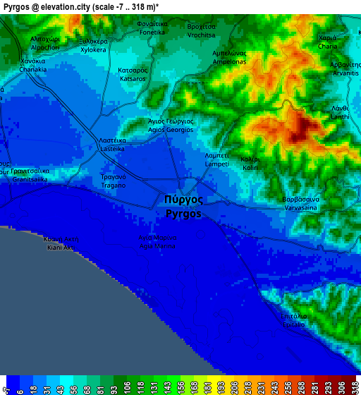 Zoom OUT 2x Pýrgos, Greece elevation map