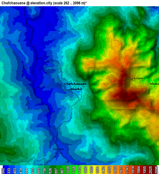 Zoom OUT 2x Chefchaouene, Morocco elevation map