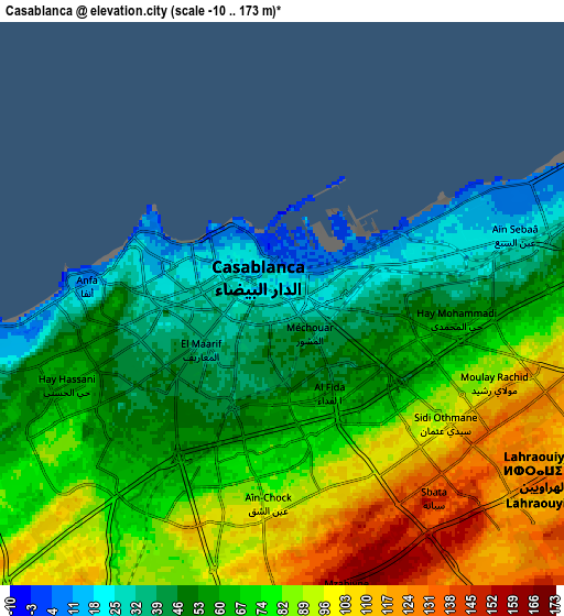 Zoom OUT 2x Casablanca, Morocco elevation map
