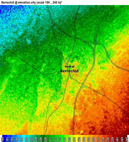 Zoom OUT 2x Berrechid, Morocco elevation map