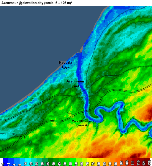 Zoom OUT 2x Azemmour, Morocco elevation map