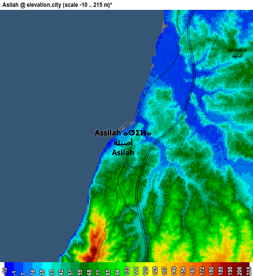 Zoom OUT 2x Asilah, Morocco elevation map