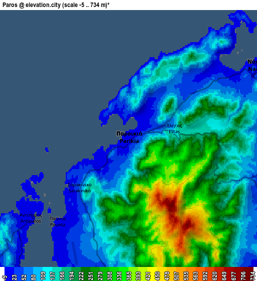 Zoom OUT 2x Páros, Greece elevation map