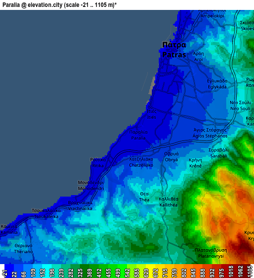 Zoom OUT 2x Paralía, Greece elevation map