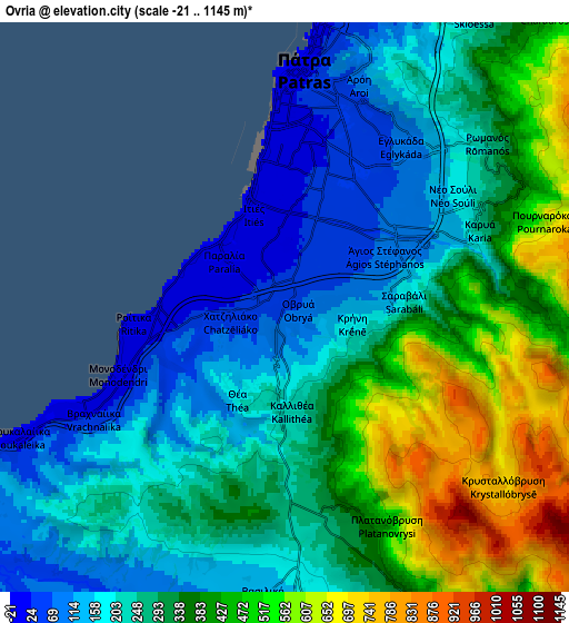 Zoom OUT 2x Ovriá, Greece elevation map