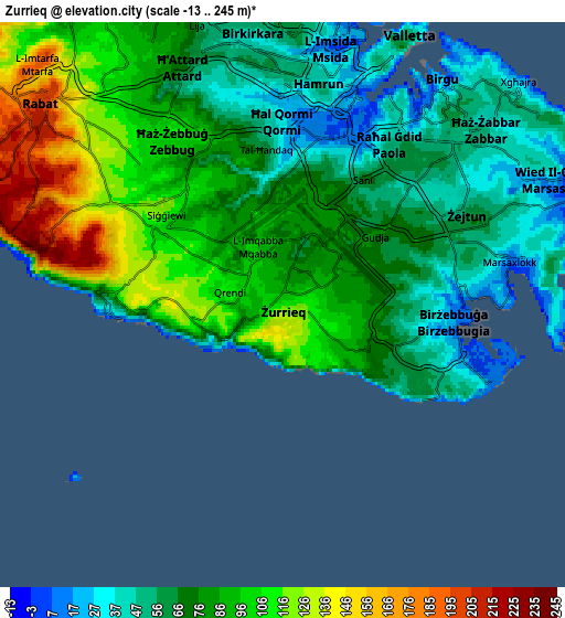 Zoom OUT 2x Żurrieq, Malta elevation map