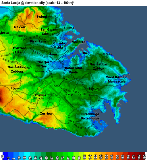 Zoom OUT 2x Santa Luċija, Malta elevation map