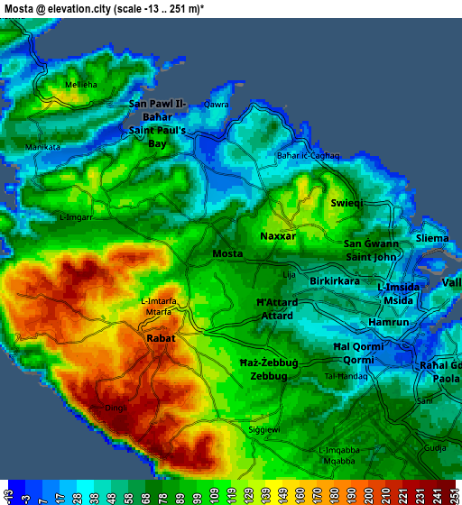 Zoom OUT 2x Mosta, Malta elevation map