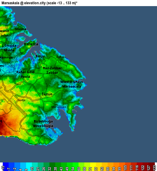 Zoom OUT 2x Marsaskala, Malta elevation map