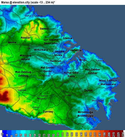 Zoom OUT 2x Marsa, Malta elevation map