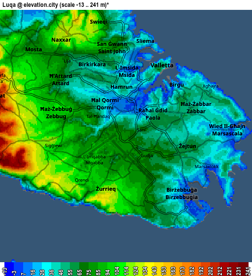 Zoom OUT 2x Luqa, Malta elevation map