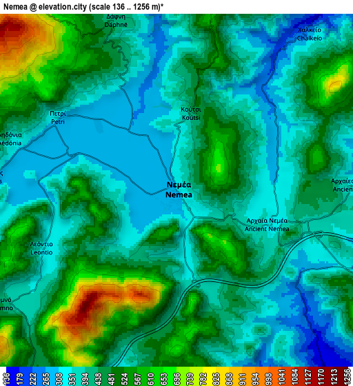 Zoom OUT 2x Neméa, Greece elevation map