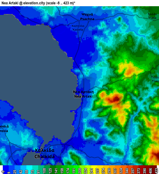 Zoom OUT 2x Néa Artáki, Greece elevation map