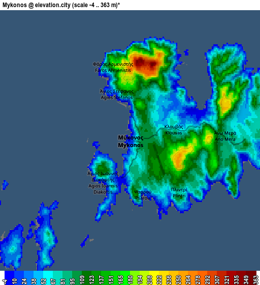 Zoom OUT 2x Mykonos, Greece elevation map