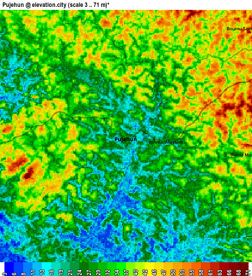 Zoom OUT 2x Pujehun, Sierra Leone elevation map