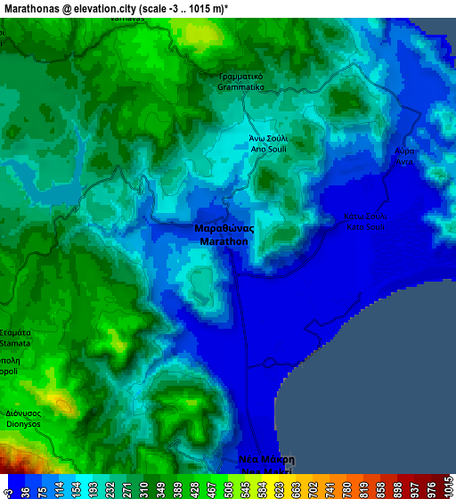 Zoom OUT 2x Marathónas, Greece elevation map