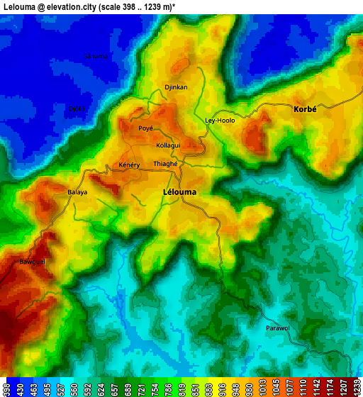 Zoom OUT 2x Lélouma, Guinea elevation map
