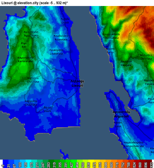 Zoom OUT 2x Lixoúri, Greece elevation map