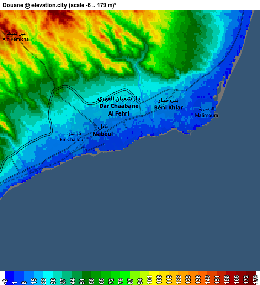 Zoom OUT 2x Douane, Tunisia elevation map