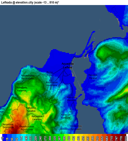 Zoom OUT 2x Lefkáda, Greece elevation map