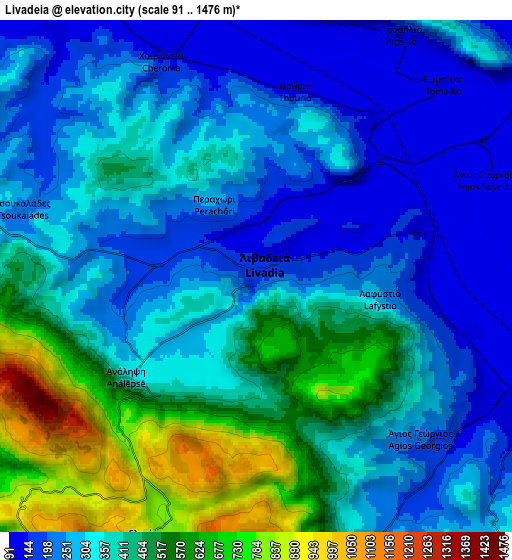 Zoom OUT 2x Livadeiá, Greece elevation map