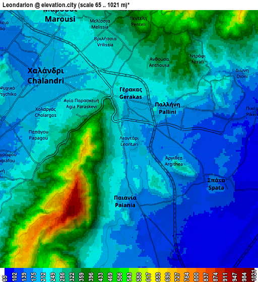 Zoom OUT 2x Leondárion, Greece elevation map