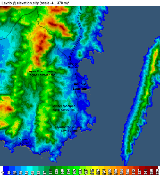 Zoom OUT 2x Lávrio, Greece elevation map