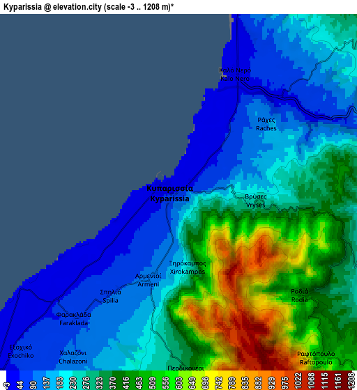 Zoom OUT 2x Kyparissía, Greece elevation map