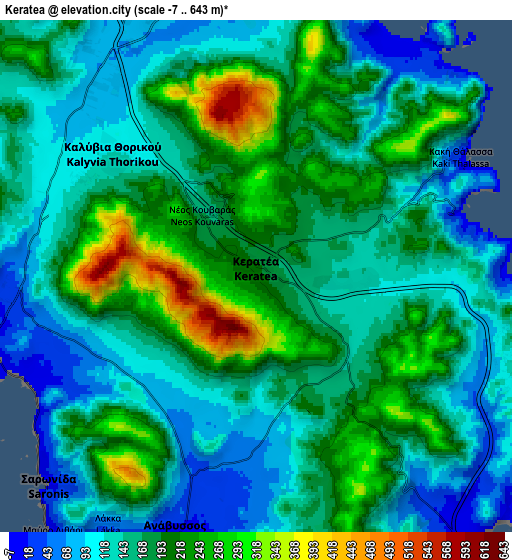 Zoom OUT 2x Keratéa, Greece elevation map