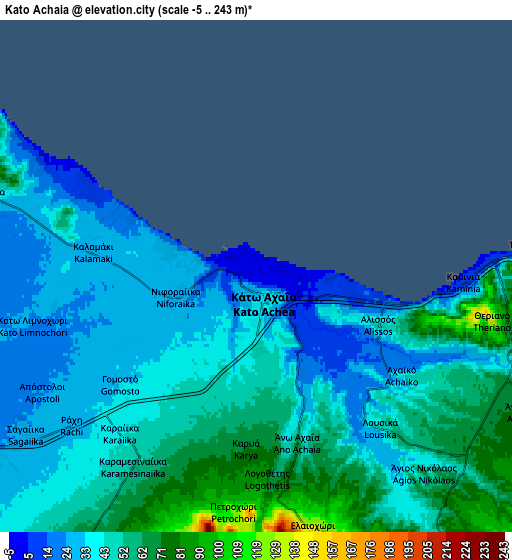 Zoom OUT 2x Káto Achaḯa, Greece elevation map