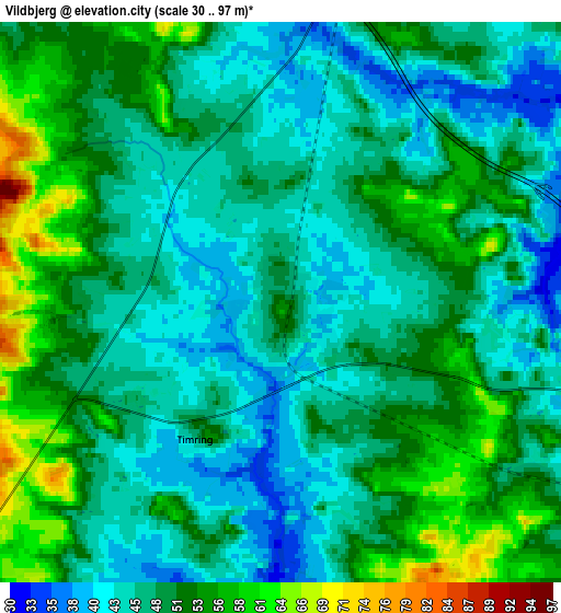 Zoom OUT 2x Vildbjerg, Denmark elevation map