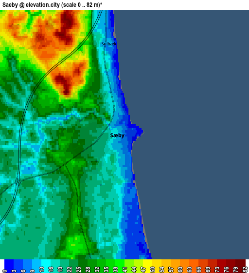 Zoom OUT 2x Sæby, Denmark elevation map