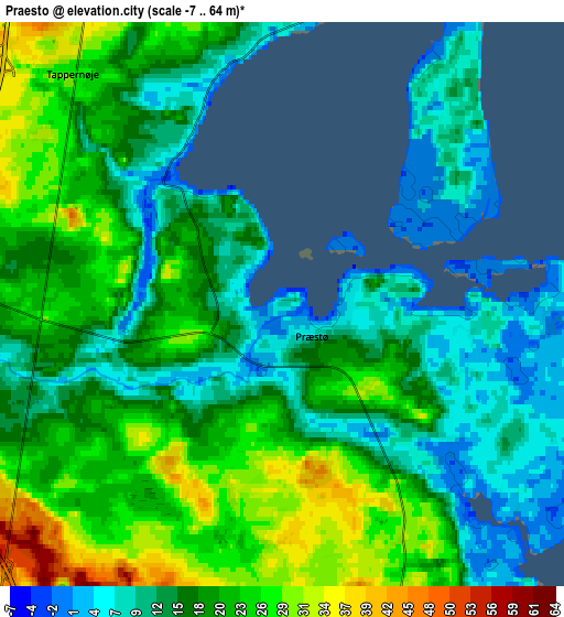 Zoom OUT 2x Præstø, Denmark elevation map