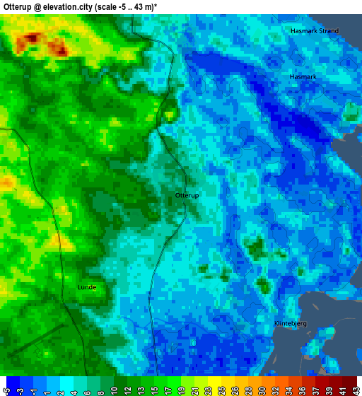 Zoom OUT 2x Otterup, Denmark elevation map