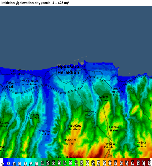 Zoom OUT 2x Irákleion, Greece elevation map
